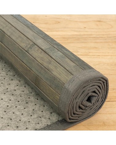 Alfombra pasillera de bambú gris de 60 x 90 cm