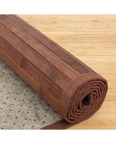 Alfombra pasillera de bambú marrón nogal de 60 x 90 cm