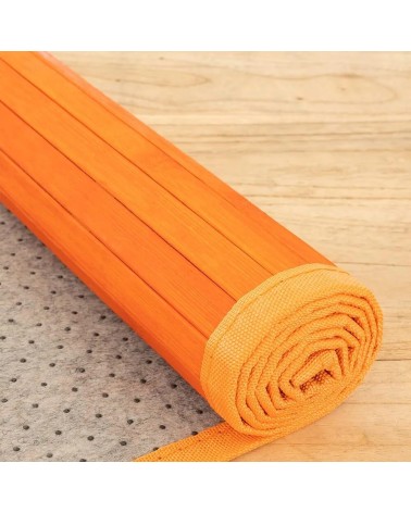 Alfombra pasillera de bambú naranja de 60 x 200 cm