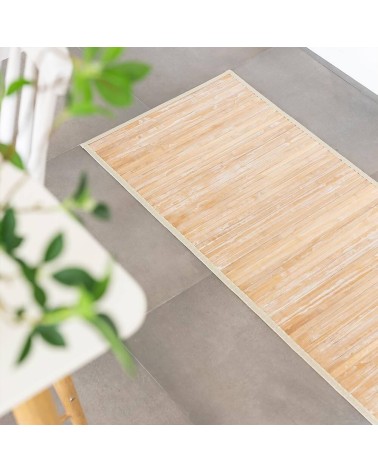 Alfombra pasillera de bambú efecto lavado natural de 60 x 200 cm