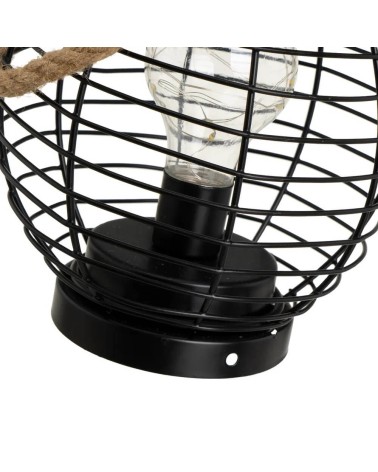 Lámpara de mesa decorativa a pilas de farol de metal negro de Ø 15x18 cm