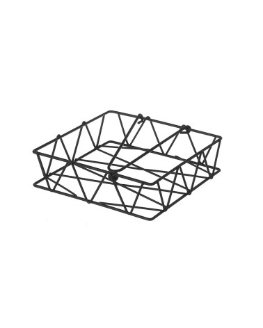 Servilletero geométrico negro de metal de 18x18x5 cm
