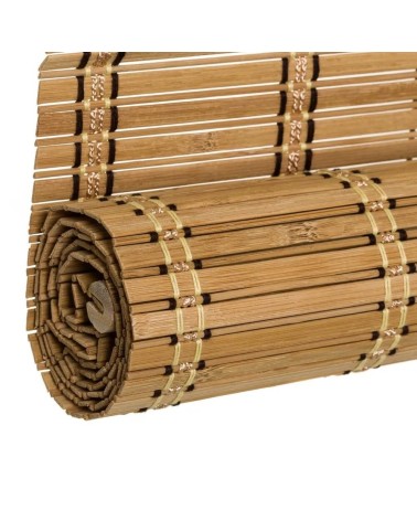 Estor enrollable beige de láminas de bambú de 120x180 cm