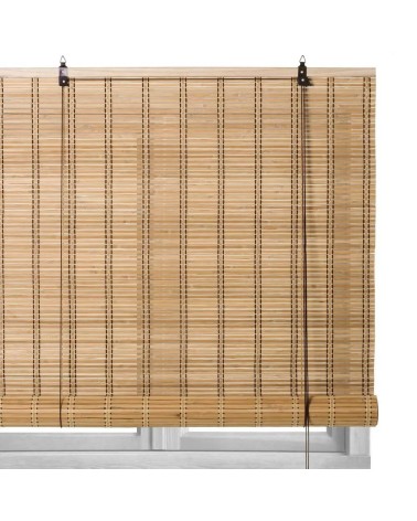 Estor enrollable beige de láminas de bambú de 140x180 cm