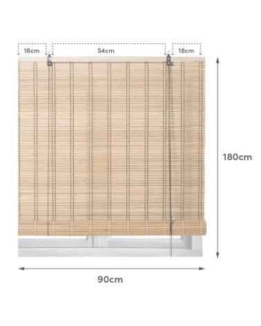 Estor enrollable beige de varillas de bambú de 90x180 cm