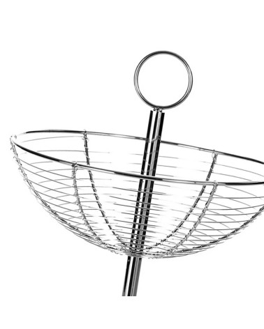 Frutero plateado de metal con 2 cestas sobremesa Ø 29x41 cm