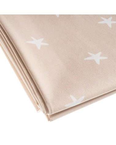 Mantel resinado antimanchas de estrellas beige de tela de 140x250 cm