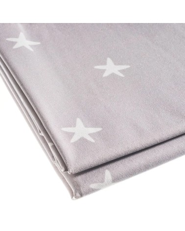 Mantel resinado antimanchas de estrellas gris de tela de 140x140 cm