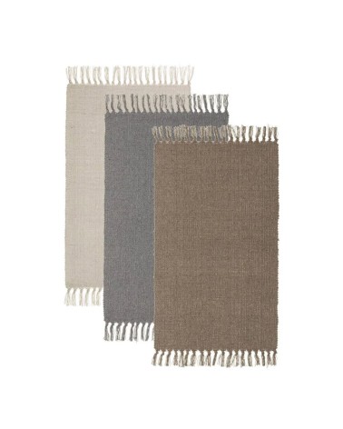 Set de 3 alfombras de flecos de algodón natural de 50x80 cm