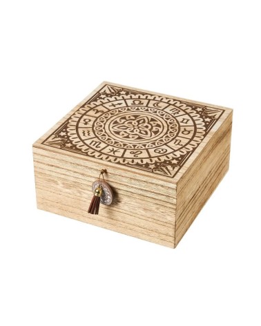 Caja de madera de horóscopos natural de 20x20x10 cm