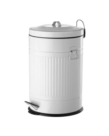 Cubo de basura para cocina con pedal ,Papelera blanca de acero de 20 litros