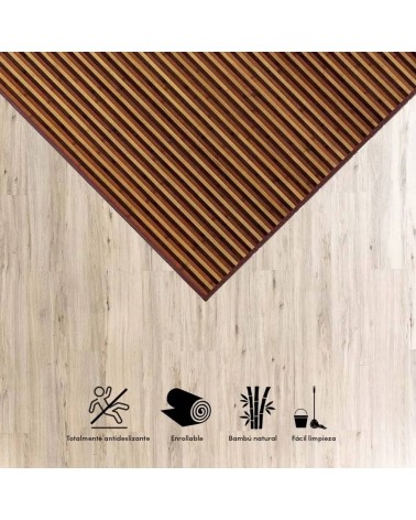 Alfombra pasillera de bambú marrón de 60 x 90 cm