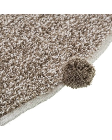 Set de 2 alfombras redondas con pompones marrón y beige de algodón de Ø 80 cm