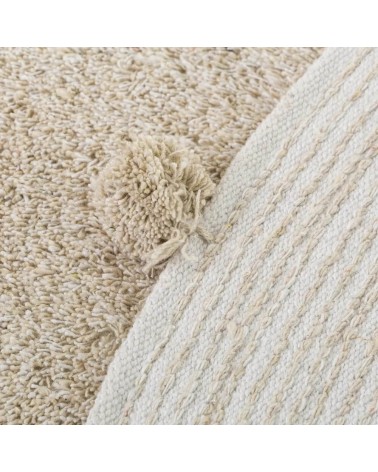 Set de 2 alfombras redondas con pompones marrón y beige de algodón de Ø 80 cm
