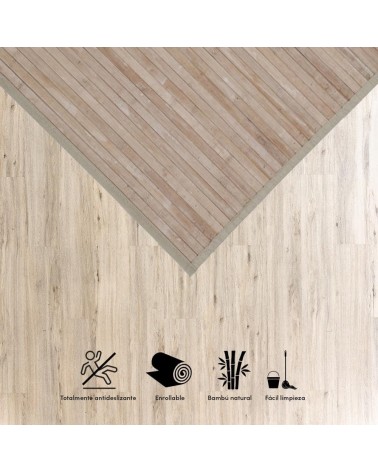 Alfombra de bambú antideslizante para salón dormitorio cocina baño pasillo natural de 175x75 cm