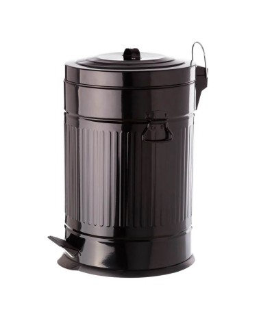 Cubo de basura para cocina con pedal, Papelera negra de acero de 20 litros