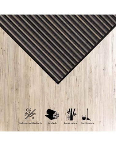 Alfombra pasillera de bambú negra de 60 x 200 cm