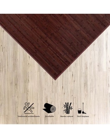 Alfombra pasillera de bambú marrón chocolate de 75 x 175 cm