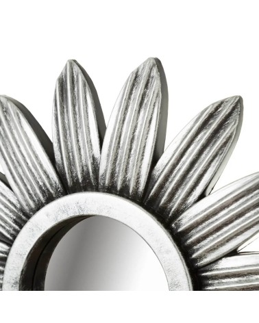Espejo flor plateado de plástico de Ø 25 cm