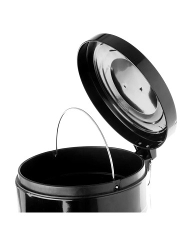 Cubo de basura para cocina con pedal, Papelera negra de acero de 20 litros
