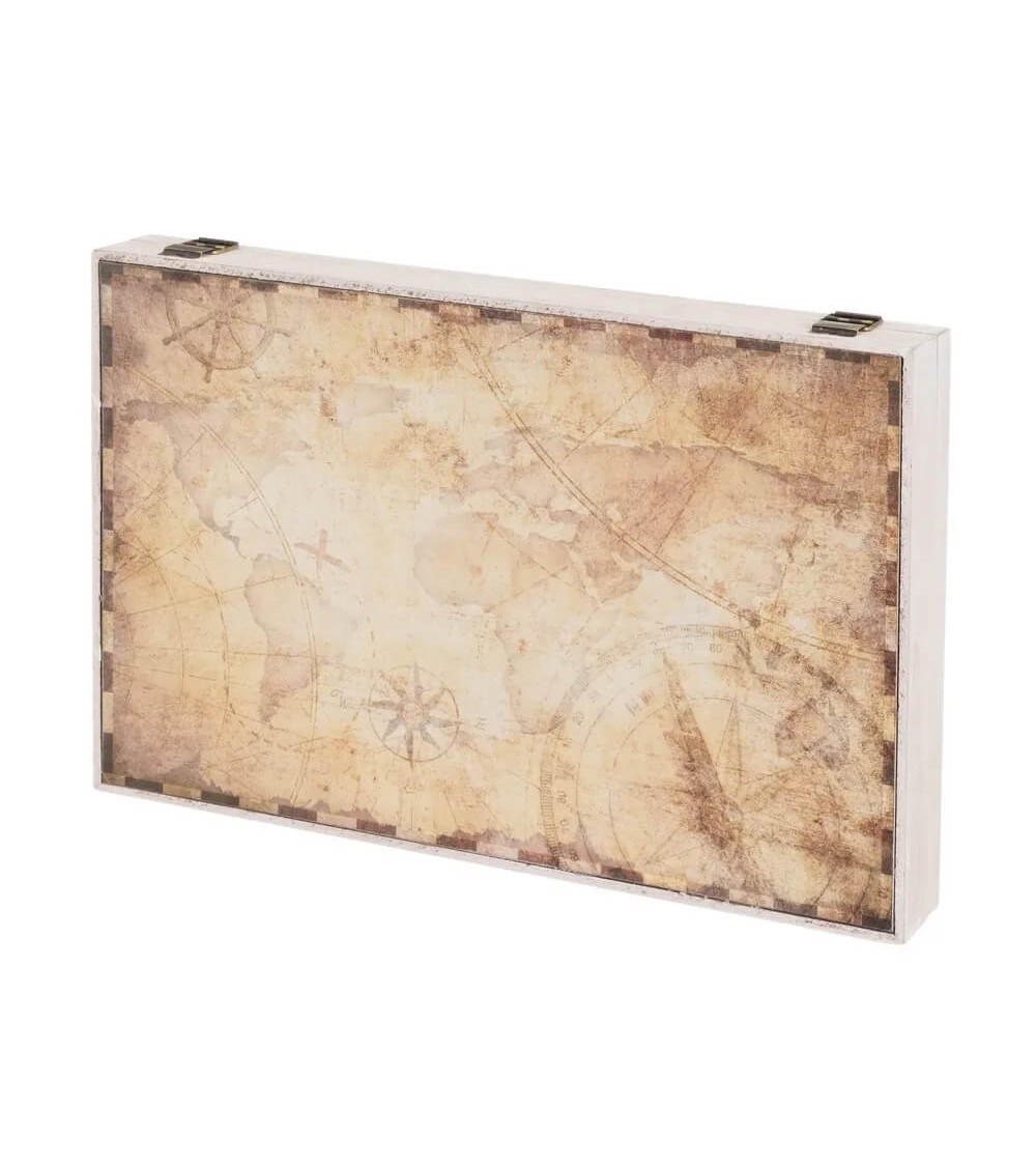 Tapa contador luz o cuadro eléctrico de mapa antiguo de madera MDF marrón  de 46x6x32 cm