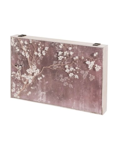 Tapa contador luz o cuadro eléctrico floral de madera MDF rosa de 46x6x32 cm