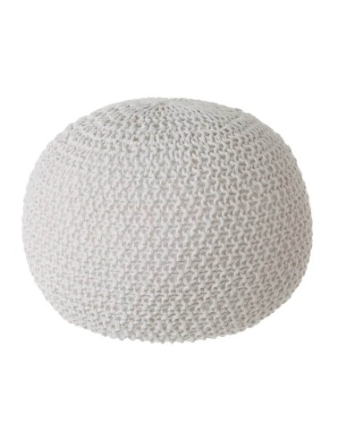 Púff crochet blanco de algodón y poliéster de Ø 45x33 cm