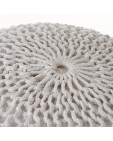 Púff crochet blanco de algodón y poliéster de Ø 45x33 cm