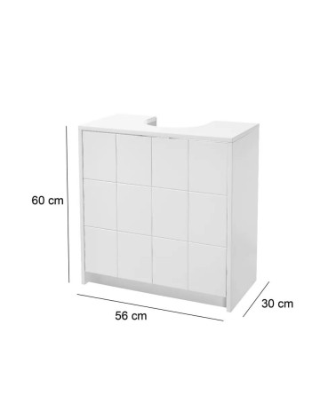 Mueble bajo lavabo pie de madera MDF blanco de 56x30x60 cm