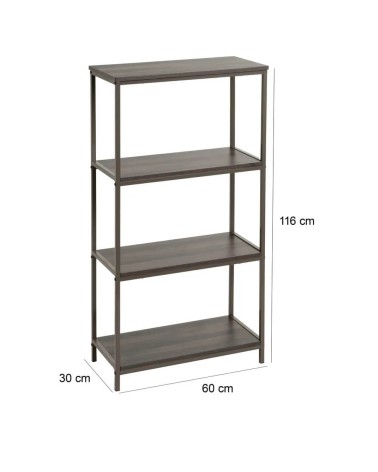 Estantería industrial de pie 4 niveles de metal gris moderna para sala dormitorio oficina de 60x30x116 cm