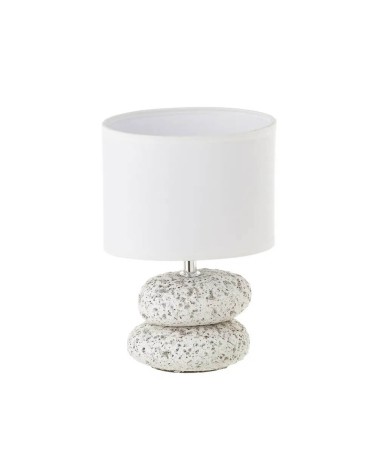 Lámpara de mesita de noche de piedras de cerámica blanca de 23x16x16 cm