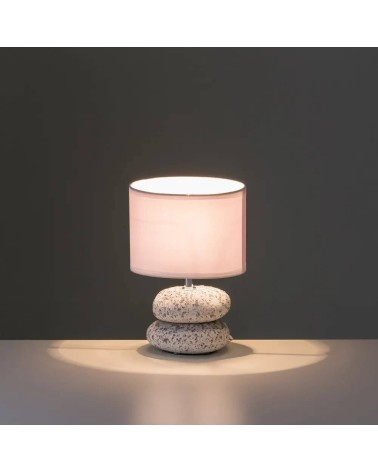 Lámpara de mesita de noche de piedras de cerámica blanca de 23x16x16 cm