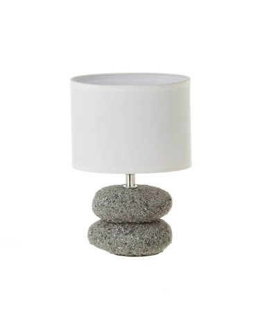 Lámpara de mesita de noche de piedras de cerámica gris de 23x16x16 cm