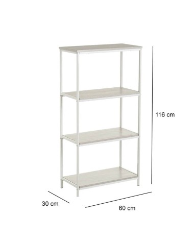 Estantería minimalista de pie 4 niveles de metal blanca nórdica para sala dormitorio oficina de 60x30x116 cm