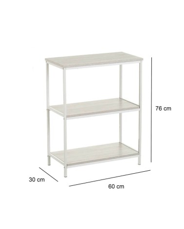 Estantería minimalista de pie 3 niveles de metal blanca nórdica para sala dormitorio oficina de 60x30x76 cm