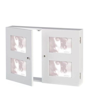 Tapa contador luz o cuadro eléctrico de 2 puertas con portafotos de madera blanca de 46x8x32 cm