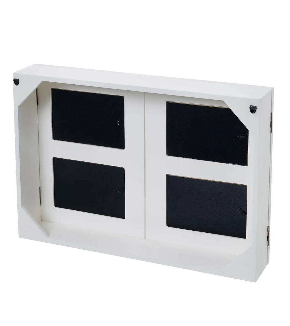 Tapa contador luz o cuadro eléctrico con portafotos de madera de 2 puertas  blanco de 46x8x32 cm