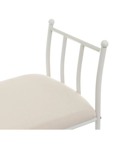 Banqueta pie de cama de metal blanca de 64x68x30 cm