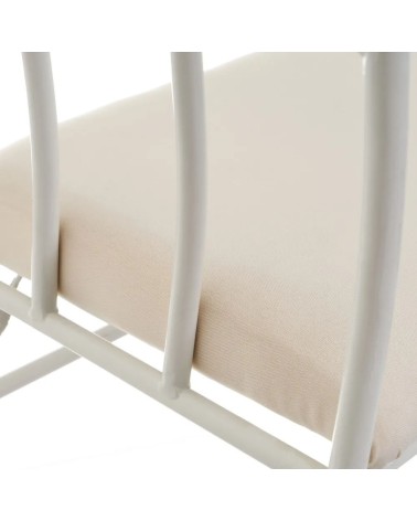 Banqueta pie de cama de metal blanca de 64x68x30 cm