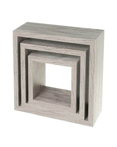 Set de 3 estantes cubo pequeños de madera MDF gris nórdico