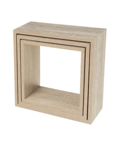 Set de 3 estantes cubo grandes de madera MDF beige nórdicos