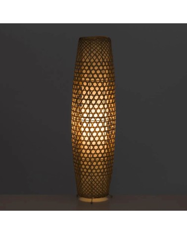 Lámpara de pie rejilla de bambú natural de Ø 23x88 cm