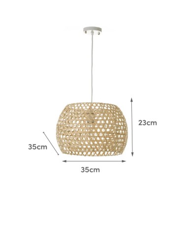 Lámpara de techo rejilla de bambú natural de Ø 35x23 cm