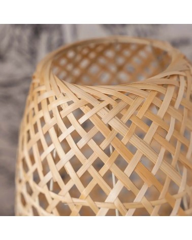 Lámpara de mesa rejilla de bambú natural de Ø 20x35 cm