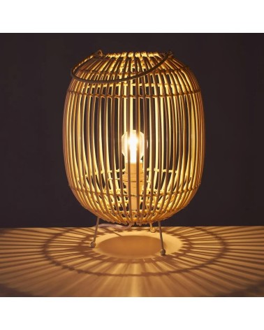 Lámpara de mesa de varillas de rattan natural de Ø 22x30 cm
