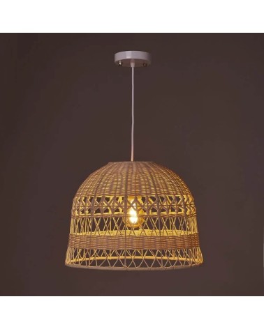 Lámpara de techo campana de rattan natural de Ø 36x26 cm
