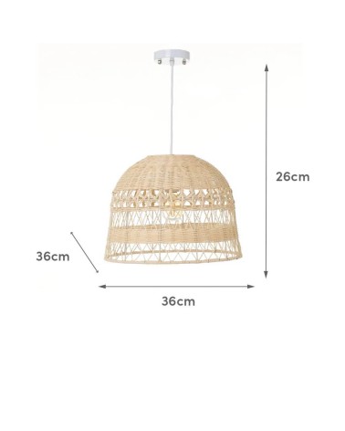 Lámpara de techo campana de rattan natural de Ø 36x26 cm
