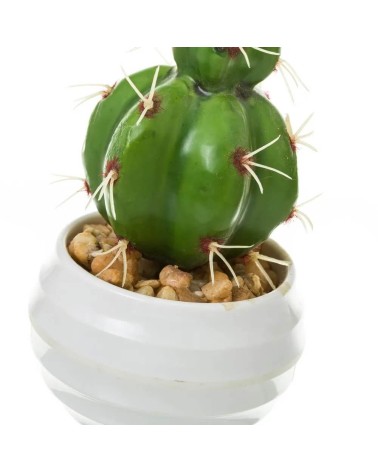 Set de 4 plantas artificiales Cactus de plástico blanco de Ø 7x14 cm