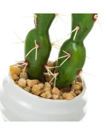 Set de 4 plantas artificiales Cactus de plástico blanco de Ø 7x14 cm