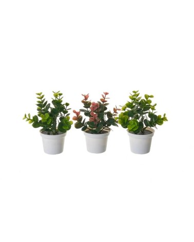 Set de 3 plantas artificiales con maceta blanca de plásticode Ø 12x17 cm